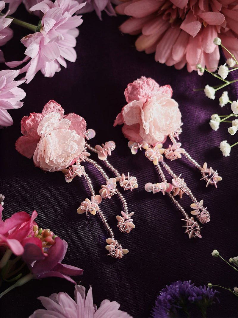 The Blosselle Drop Earrings - Rouge Pink