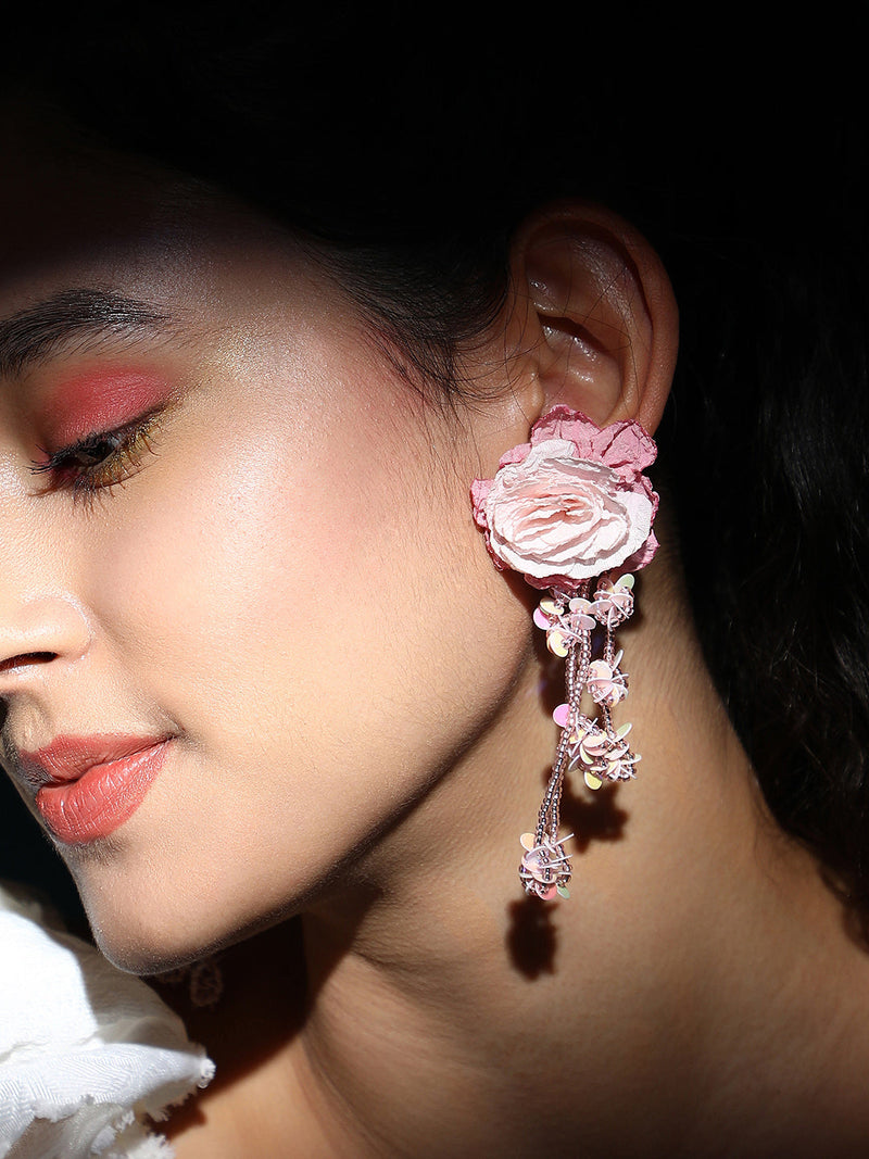 The Blosselle Drop Earrings - Rouge Pink