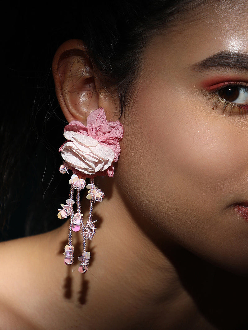 The Blosselle Drop Earrings - Rouge Pink