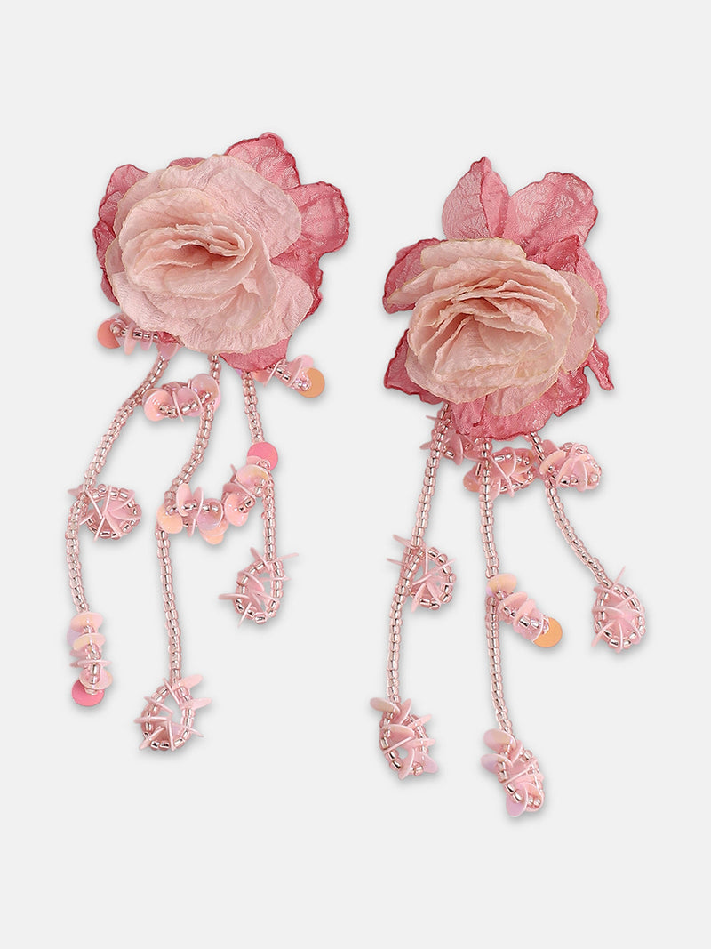 The Blosselle Drop Earrings - Rouge Pink