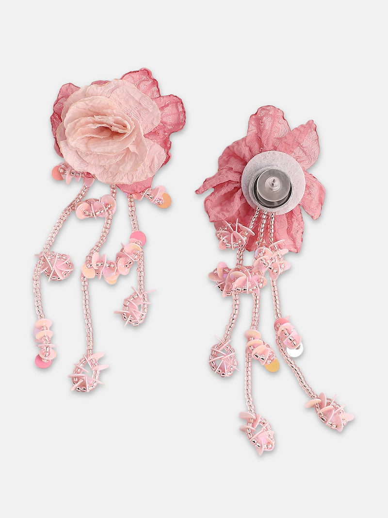 The Blosselle Drop Earrings - Rouge Pink