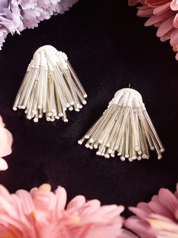 The Medium Fringette Drop Earrings - Daisy White