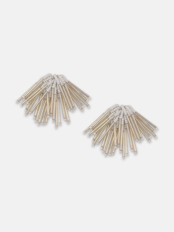 The Medium Fringette Drop Earrings - Daisy White