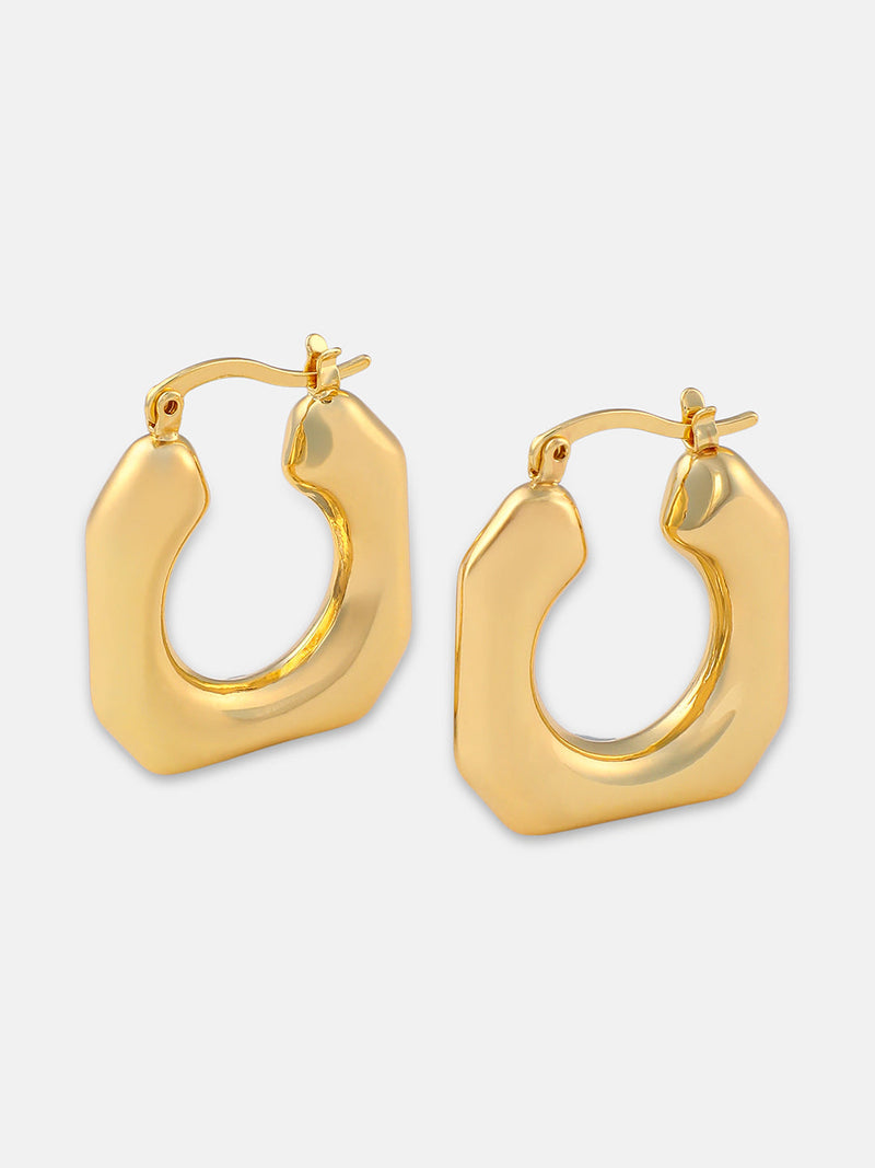 The Hexa Hoop Earrings - California Gold