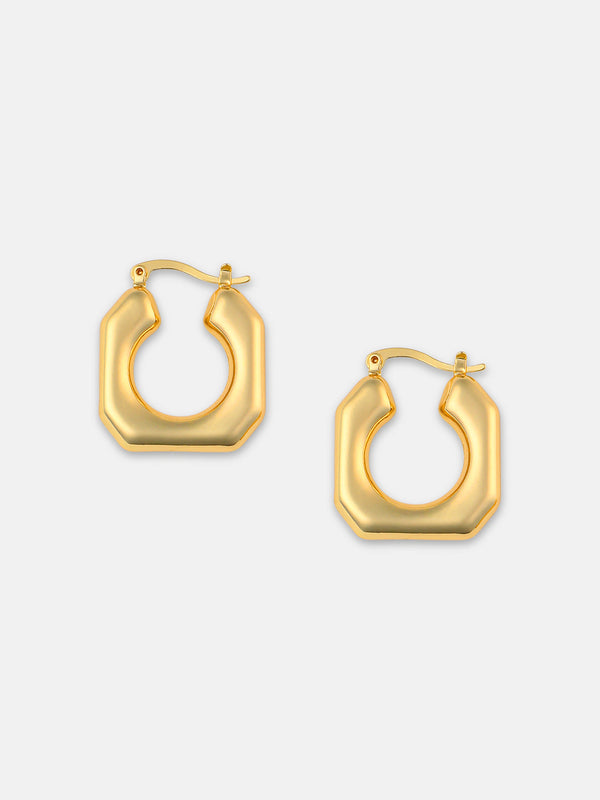 The Hexa Hoop Earrings - California Gold