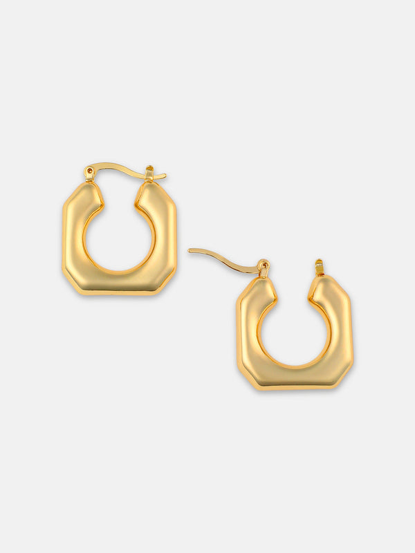 The Hexa Hoop Earrings - California Gold