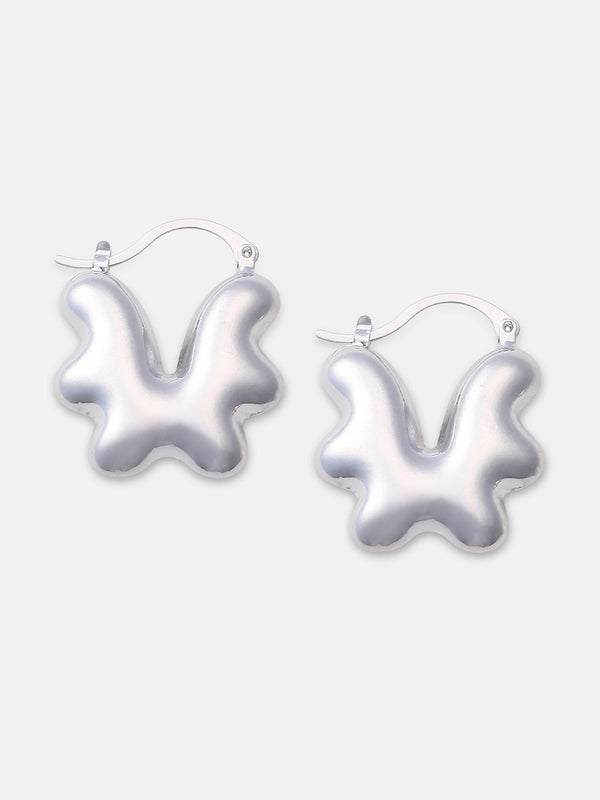 The Coronéa Hoop Earrings - Metallic Silver