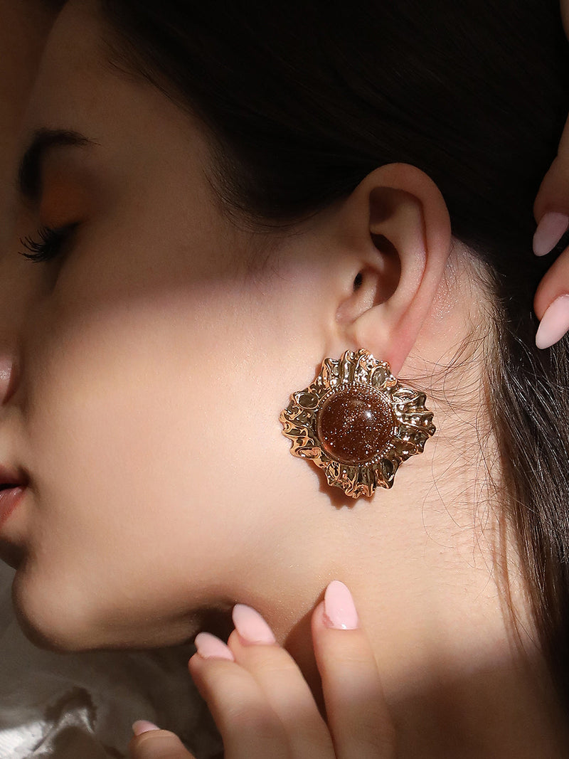 The Regentia Statement Earrings - Russet Brown