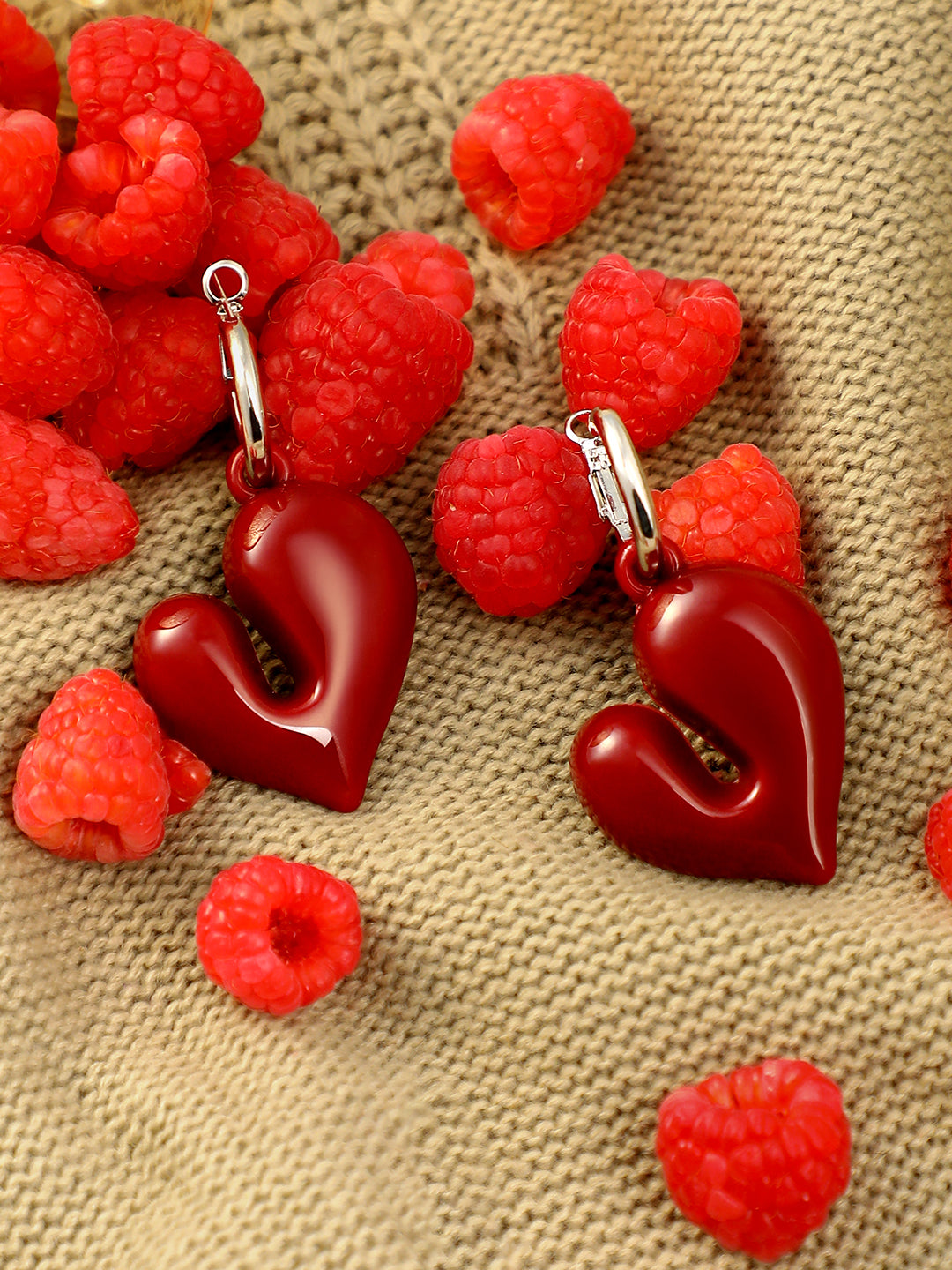 Women's The Fluid-Coeur Hoop Earrings - Carmine Red