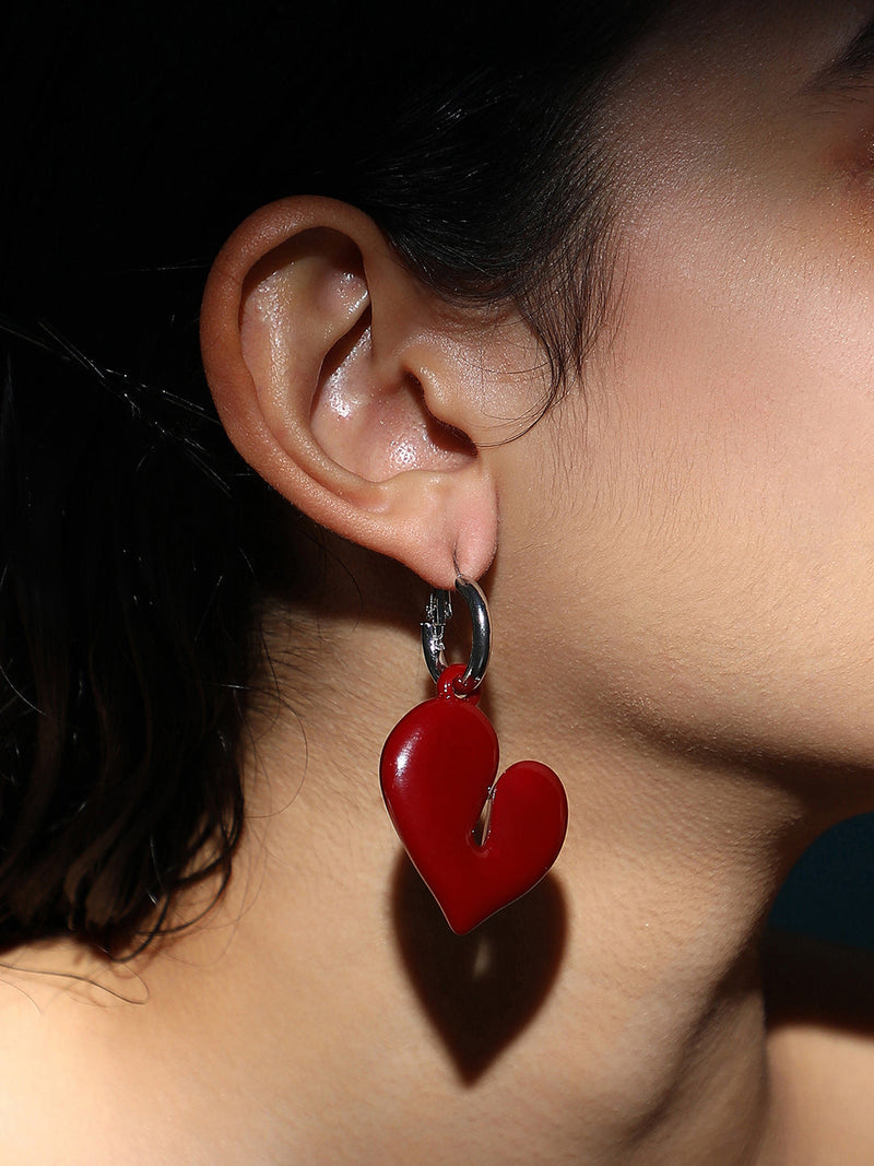 Women's The Fluid-Coeur Hoop Earrings - Carmine Red