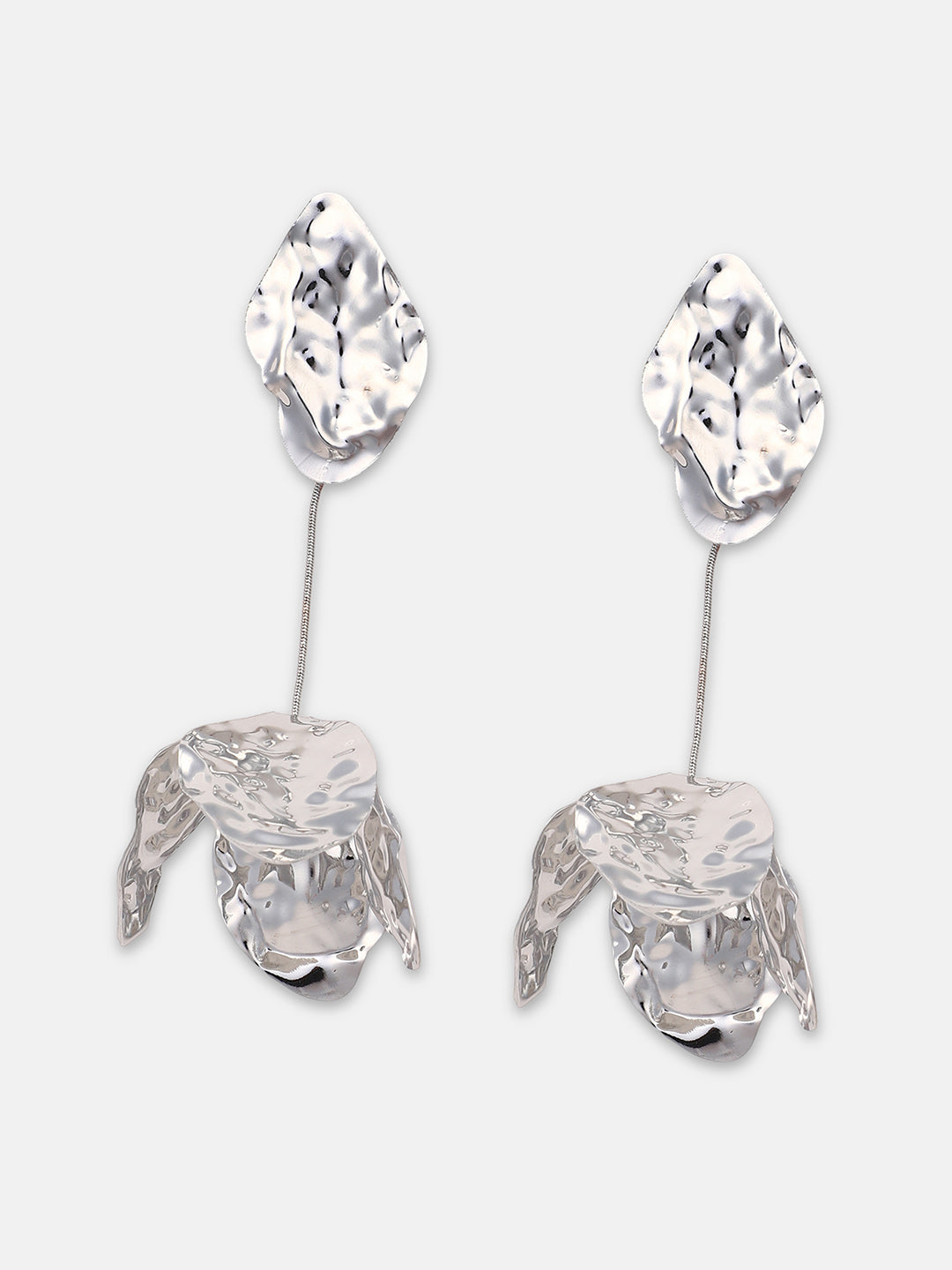 The Dented Floretta Drop Earrings - Metallic Silver