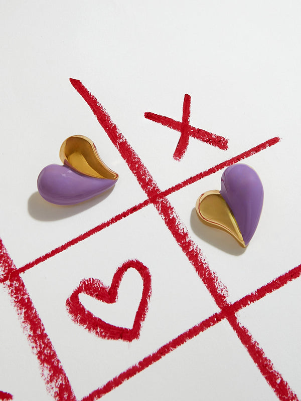 The Chonky-Coeur Stud Earrings - Lavender