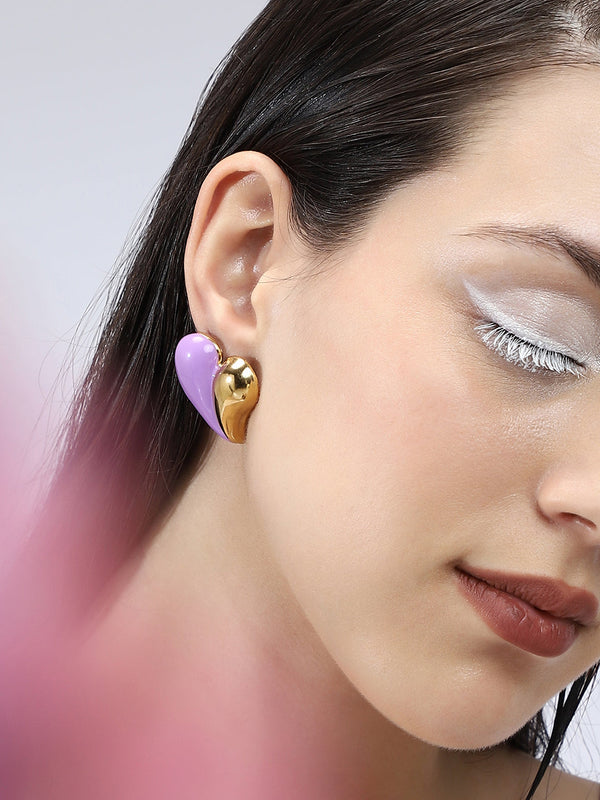 The Chonky-Coeur Stud Earrings - Lavender