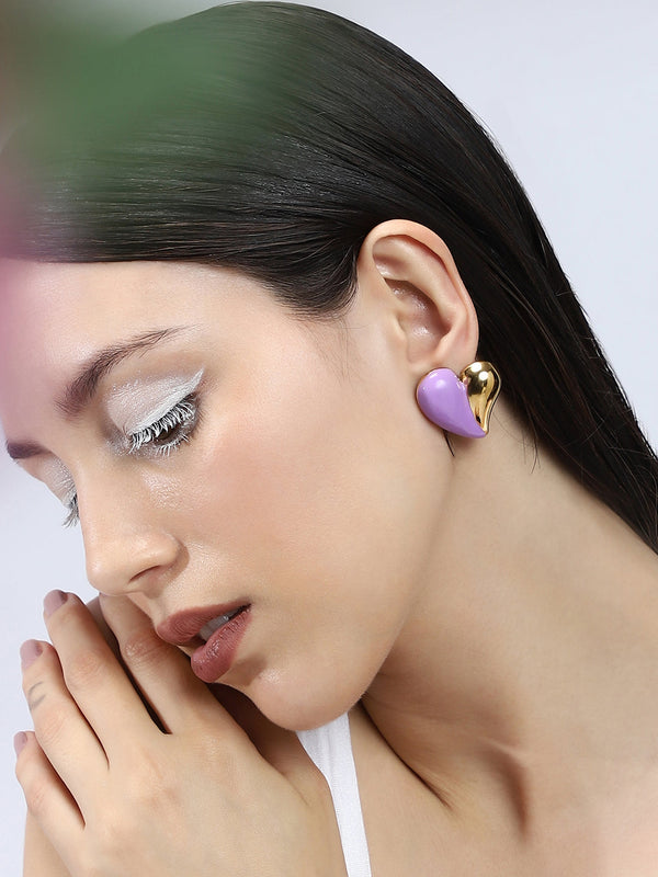 The Chonky-Coeur Stud Earrings - Lavender