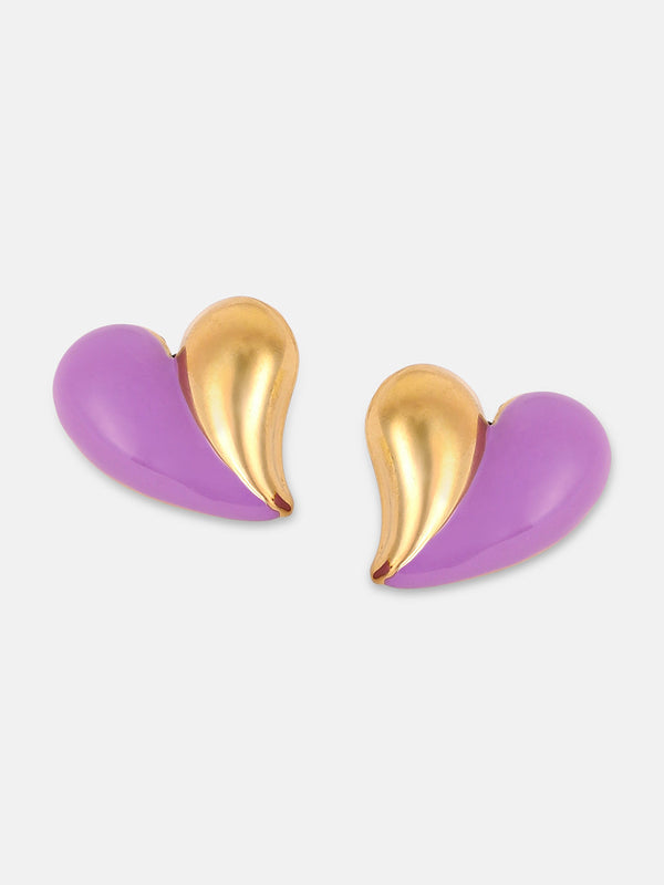 The Chonky-Coeur Stud Earrings - Lavender