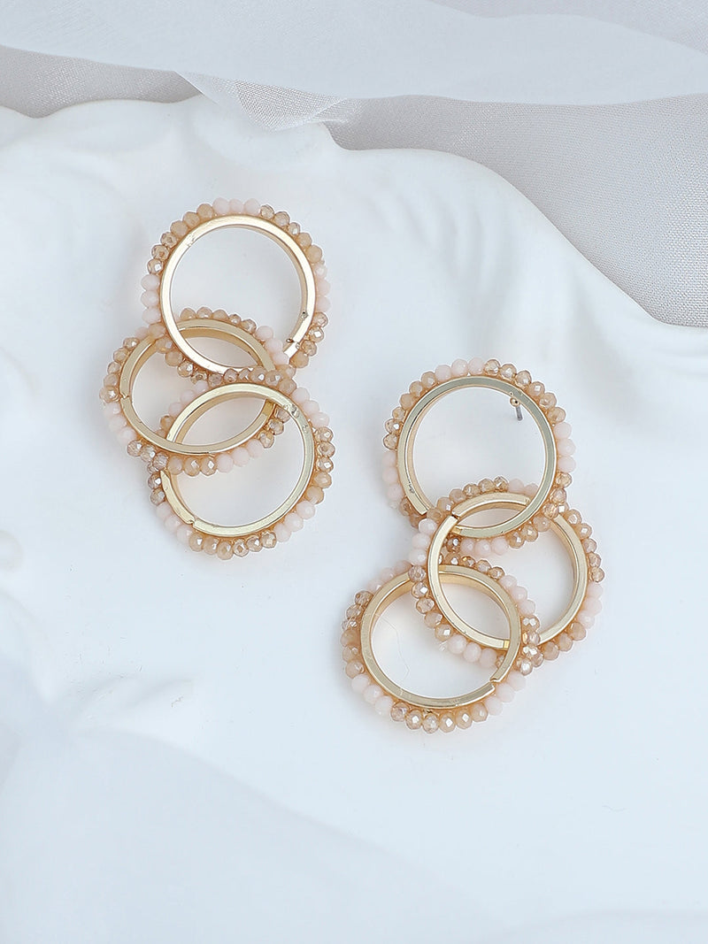 The Bead-Loop Drop Earrings - Peach Pink