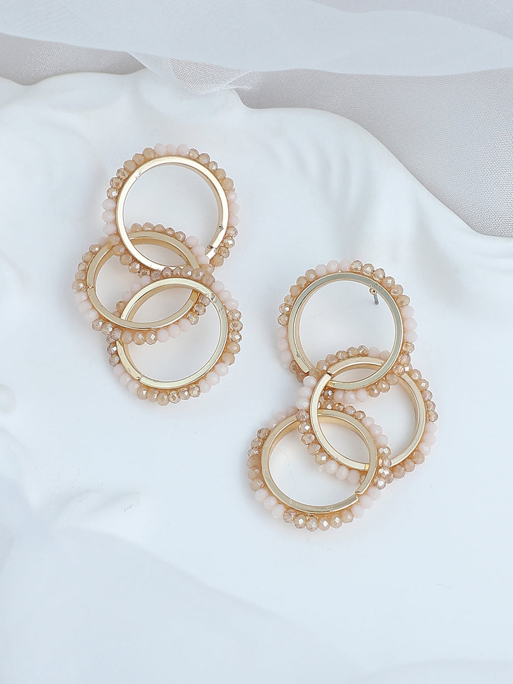 The Bead-Loop Drop Earrings - Peach Pink