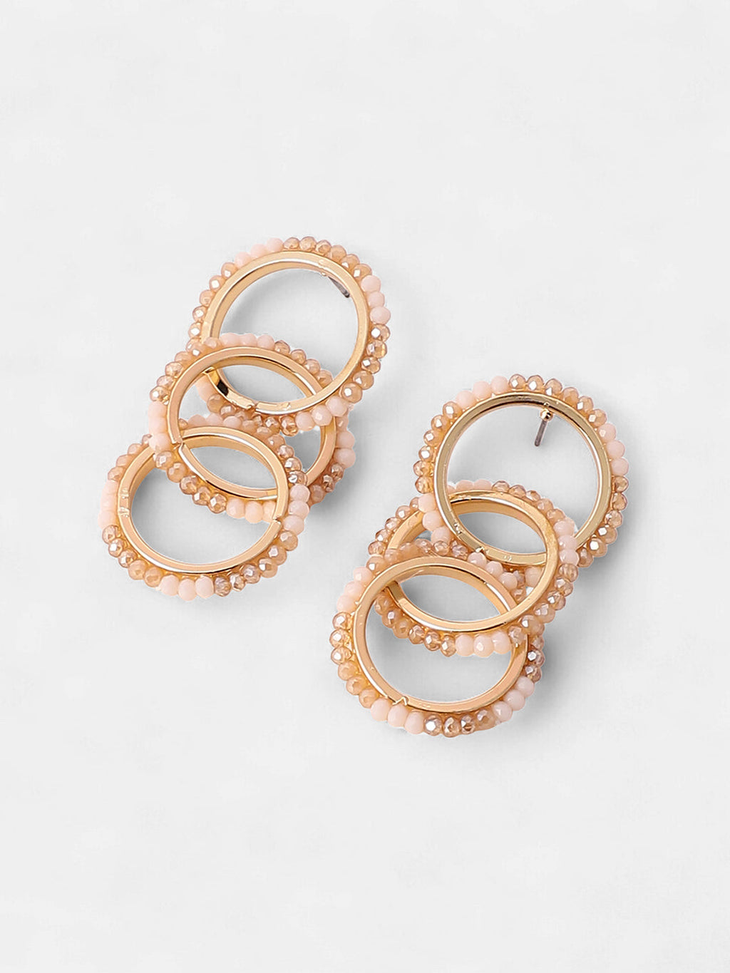 The Bead-Loop Drop Earrings - Peach Pink