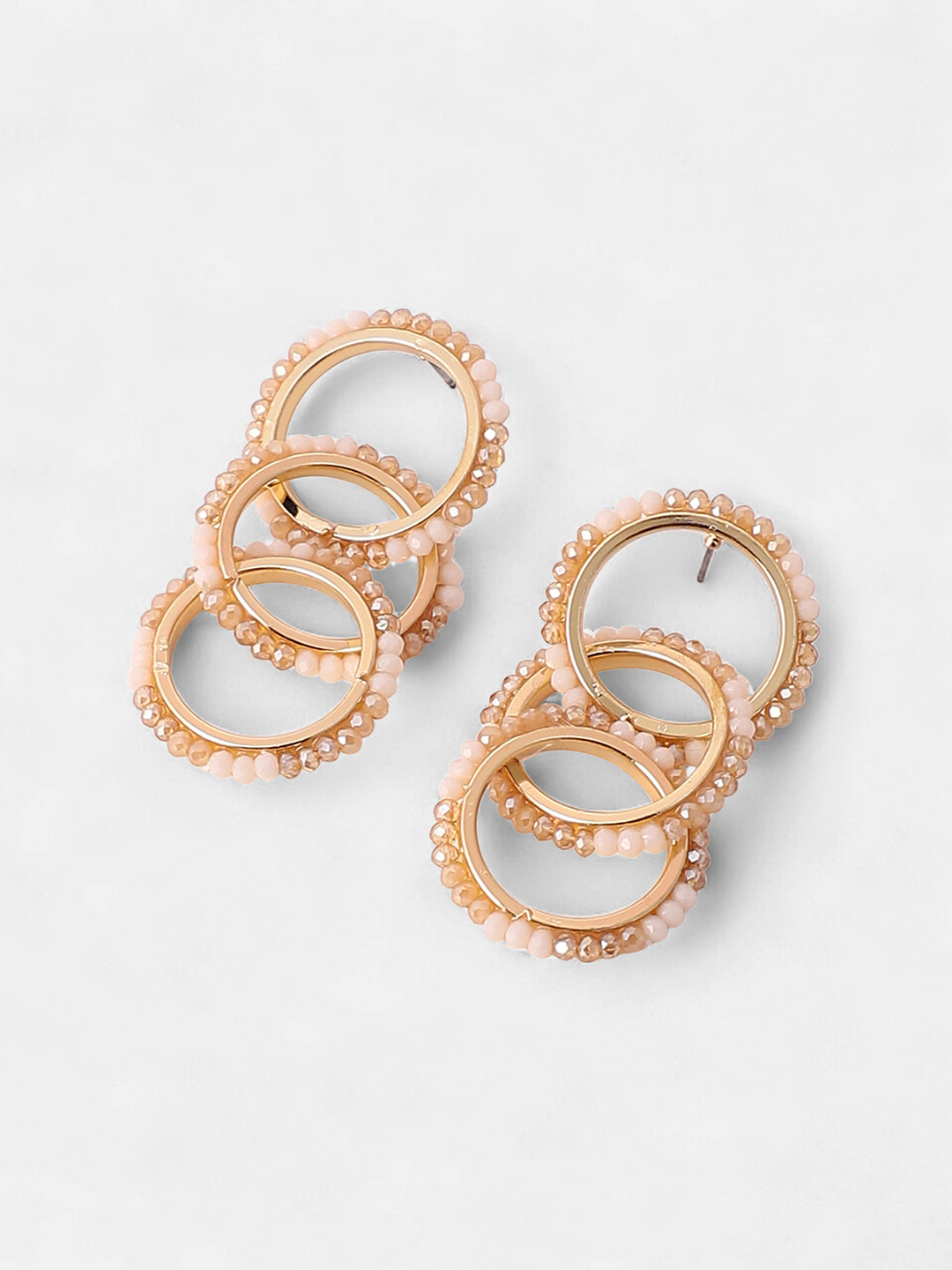 The Bead-Loop Drop Earrings - Peach Pink