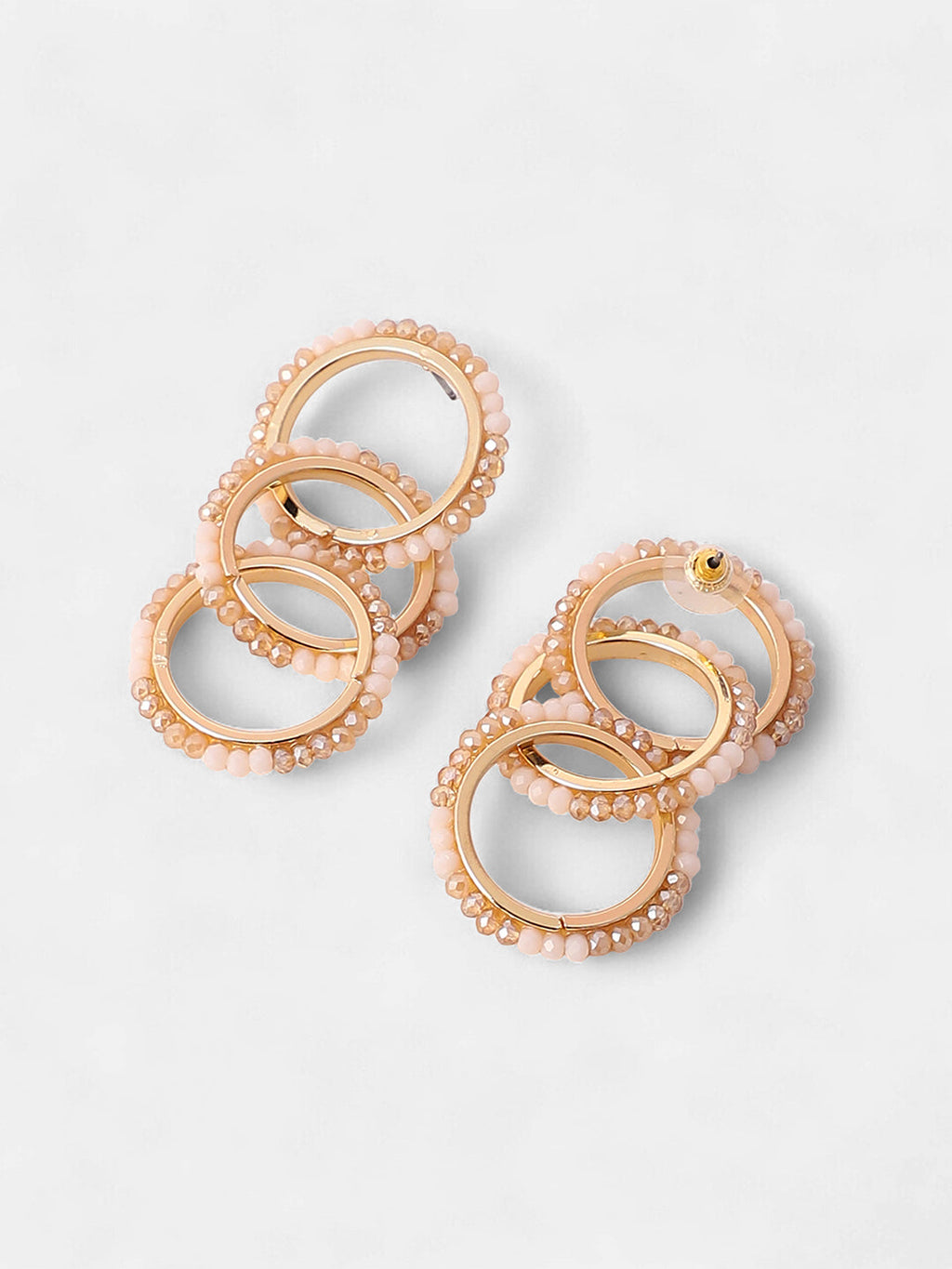 The Bead-Loop Drop Earrings - Peach Pink