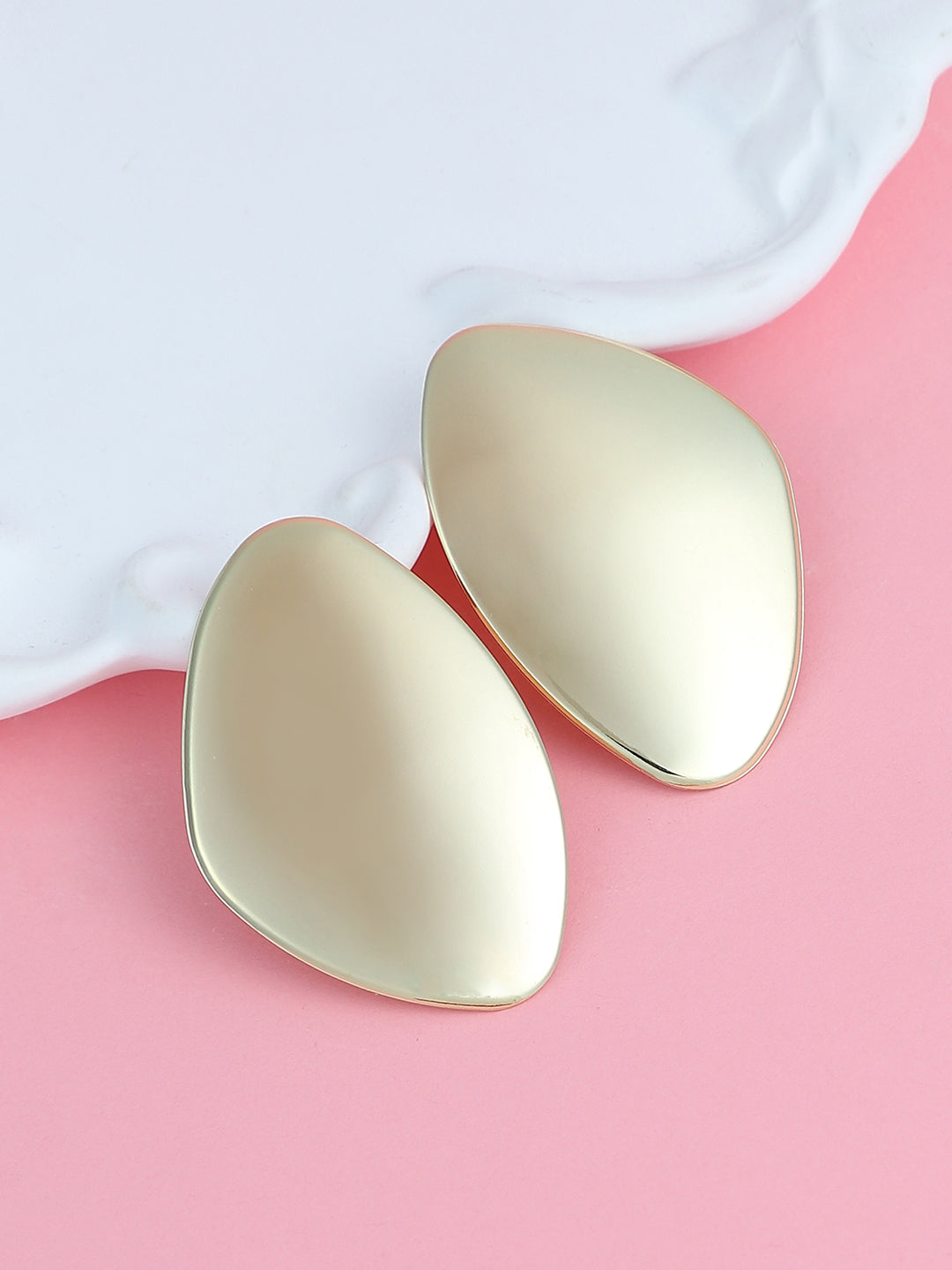 The Abstarct-Plate Statement Earrings - Champayne Gold