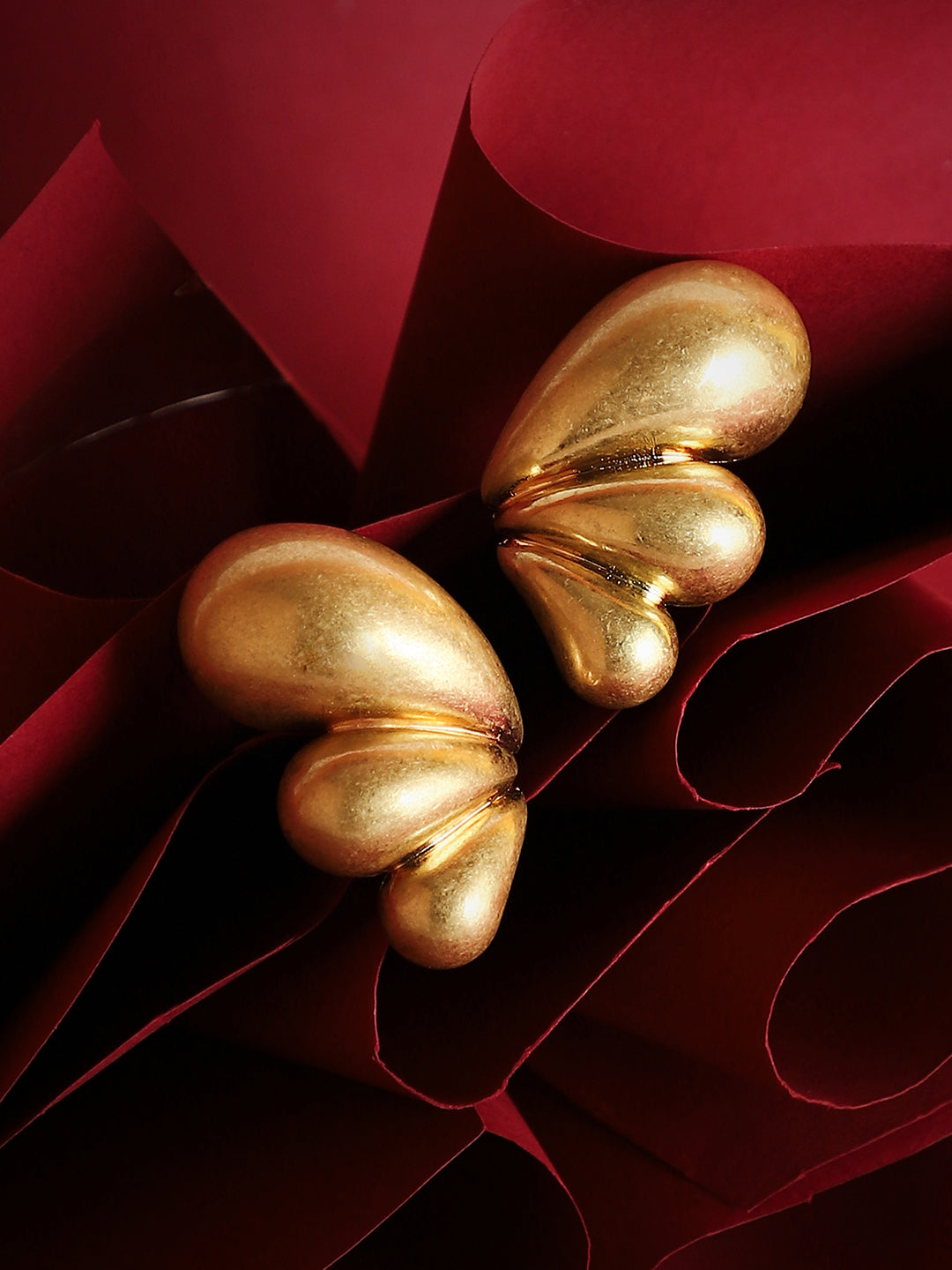 The Puffy-Teardrop Drop Earrings - California Gold