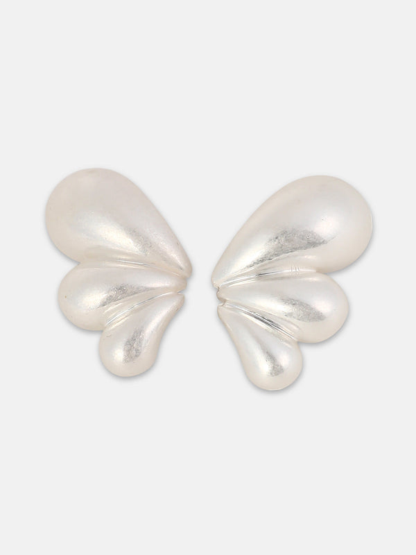 The Puffy-Teardrop Drop Earrings - Metallic Silver