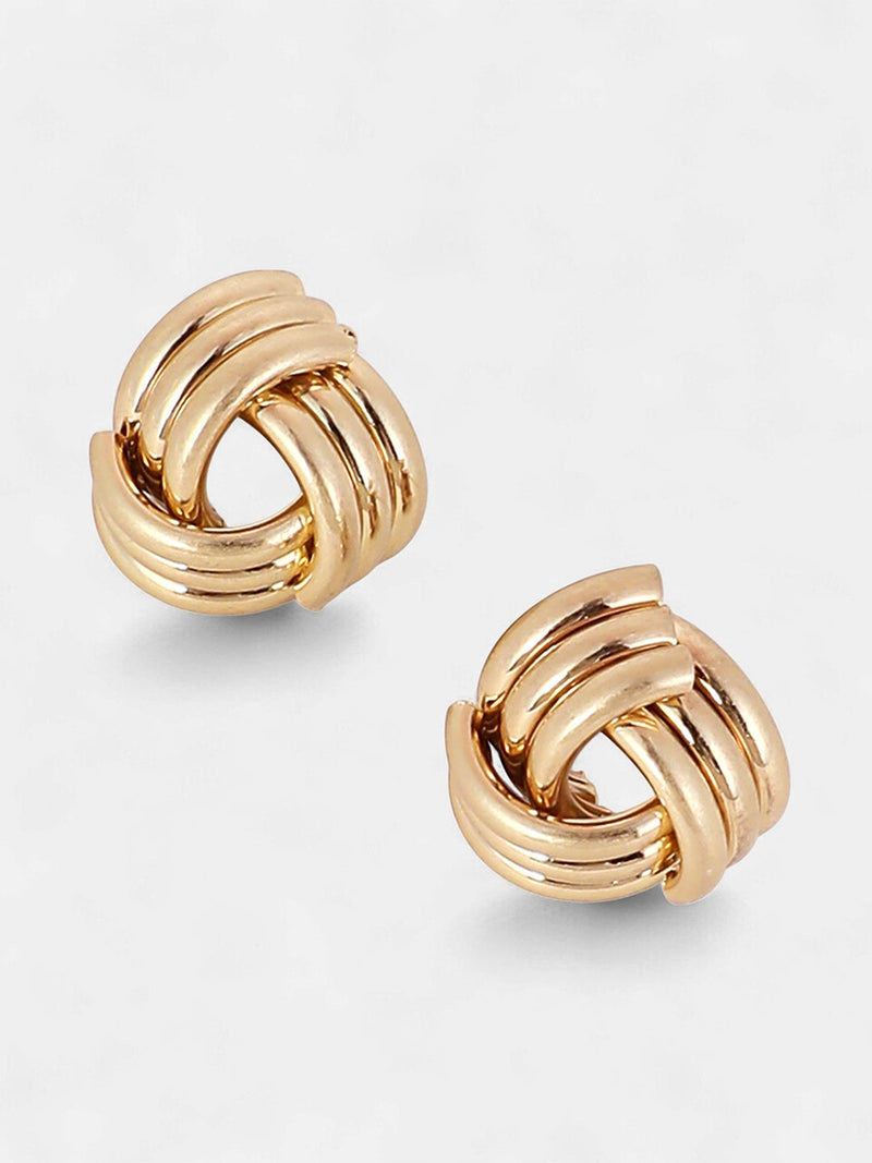The Small Ribbed-Intertwine Stud Earrings - California Gold