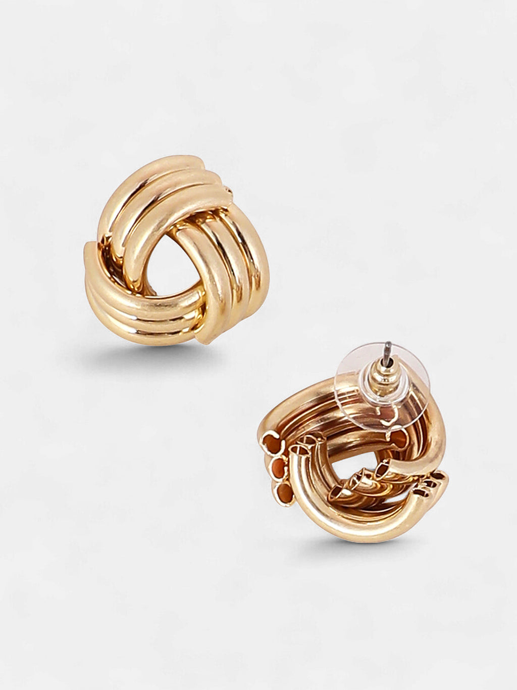 The Small Ribbed-Intertwine Stud Earrings - California Gold
