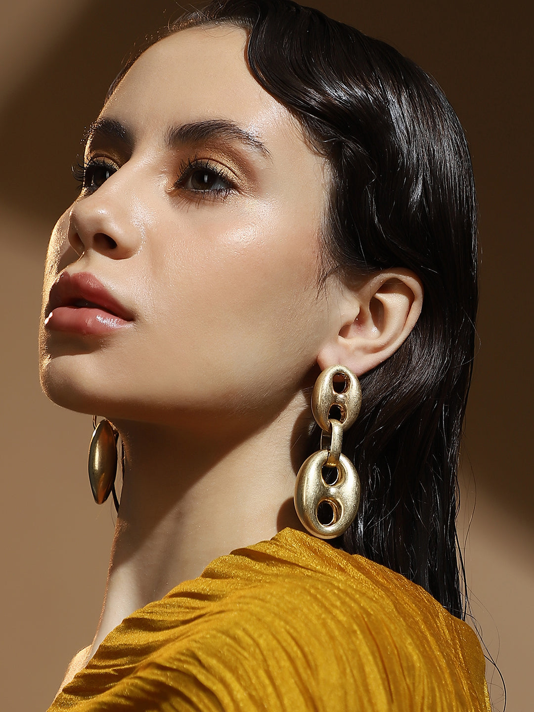 The Dented-Bolt Drop Earrings - California Gold