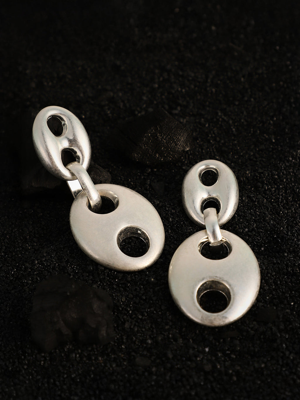 The Bolt Drop Earrings - Metallic Silver