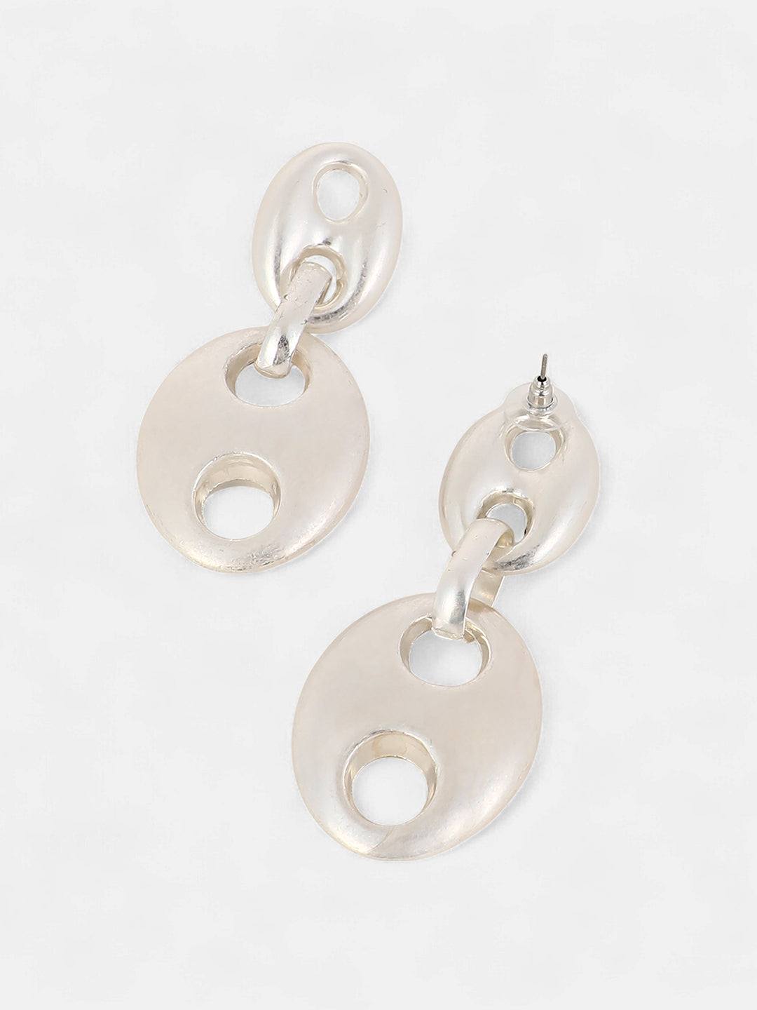 The Bolt Drop Earrings - Metallic Silver
