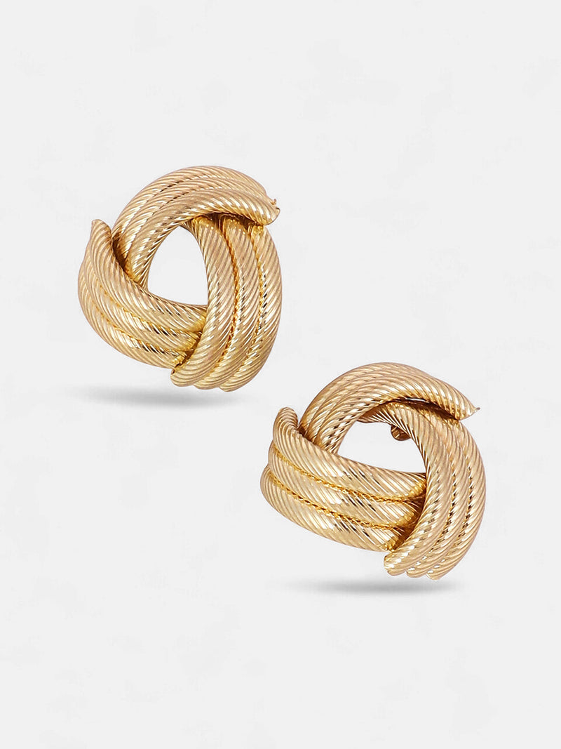 The Medium Ribbed-Intertwine Drop Earrings - California Gold