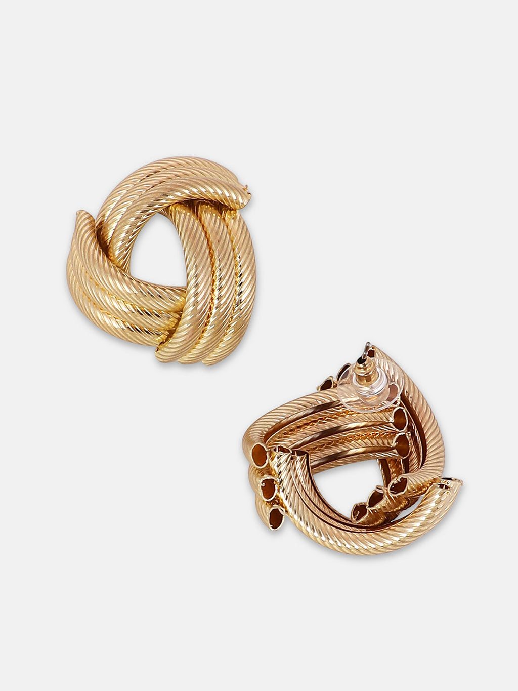 The Medium Ribbed-Intertwine Drop Earrings - California Gold