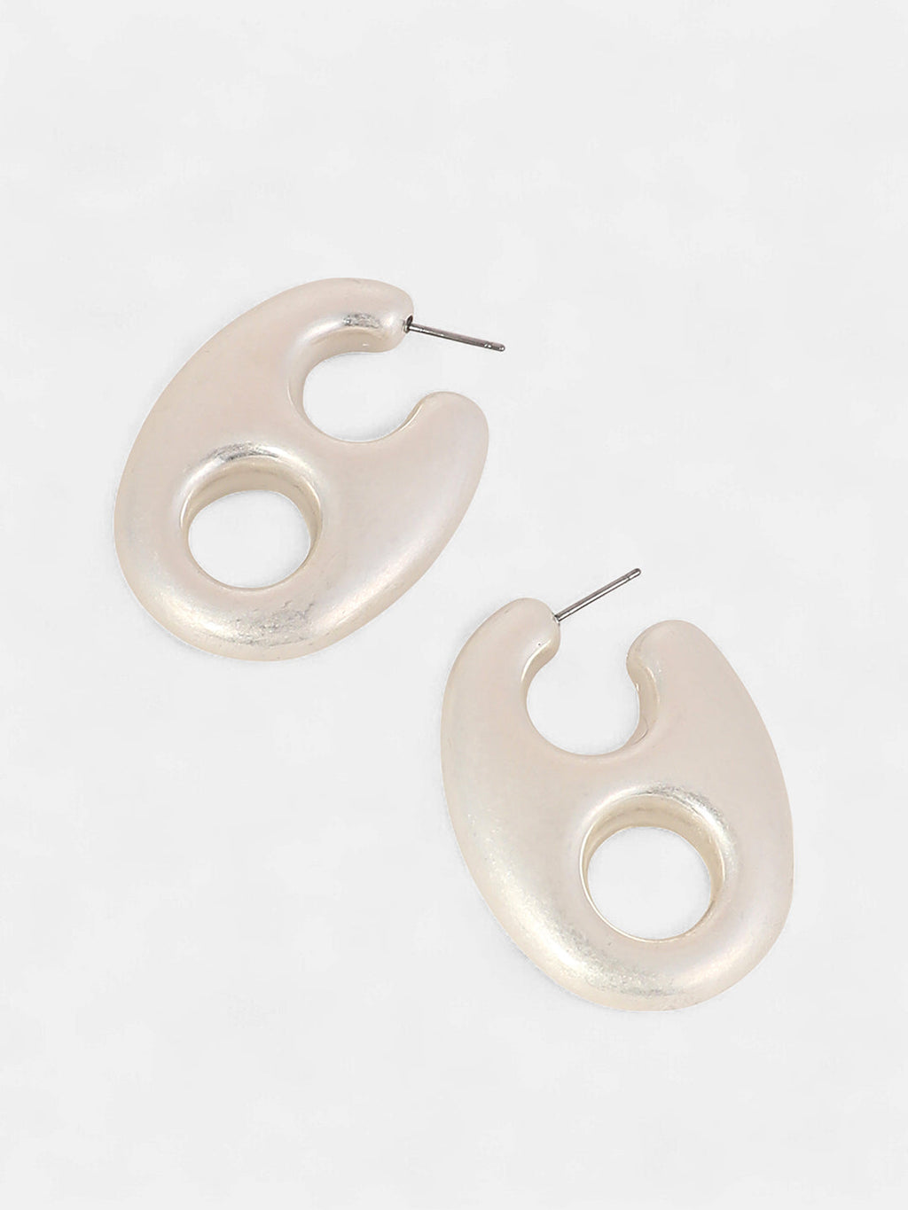 The Large Bolt Hoop Earrings - Metallic Silver