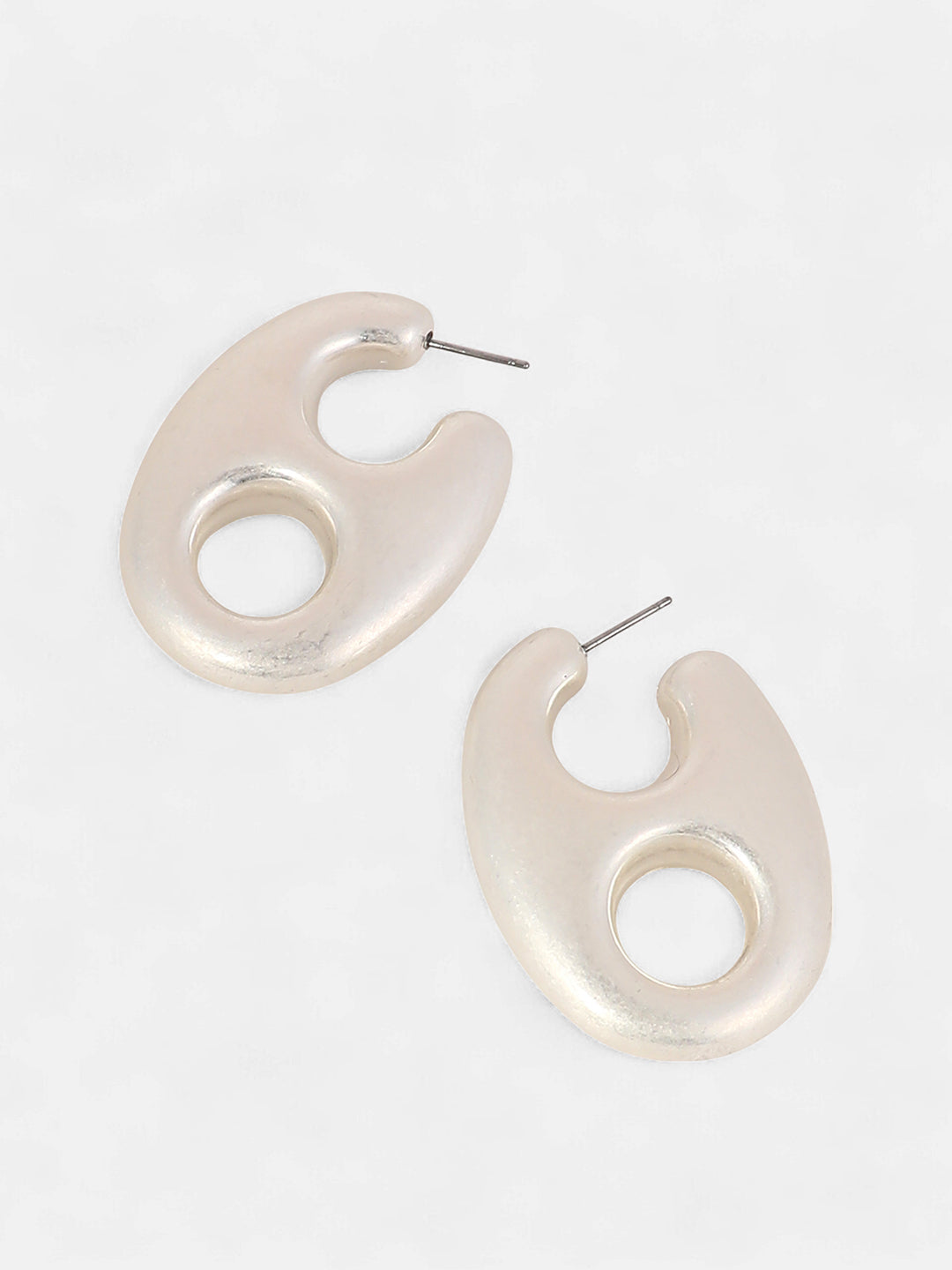 The Large Bolt Hoop Earrings - Metallic Silver