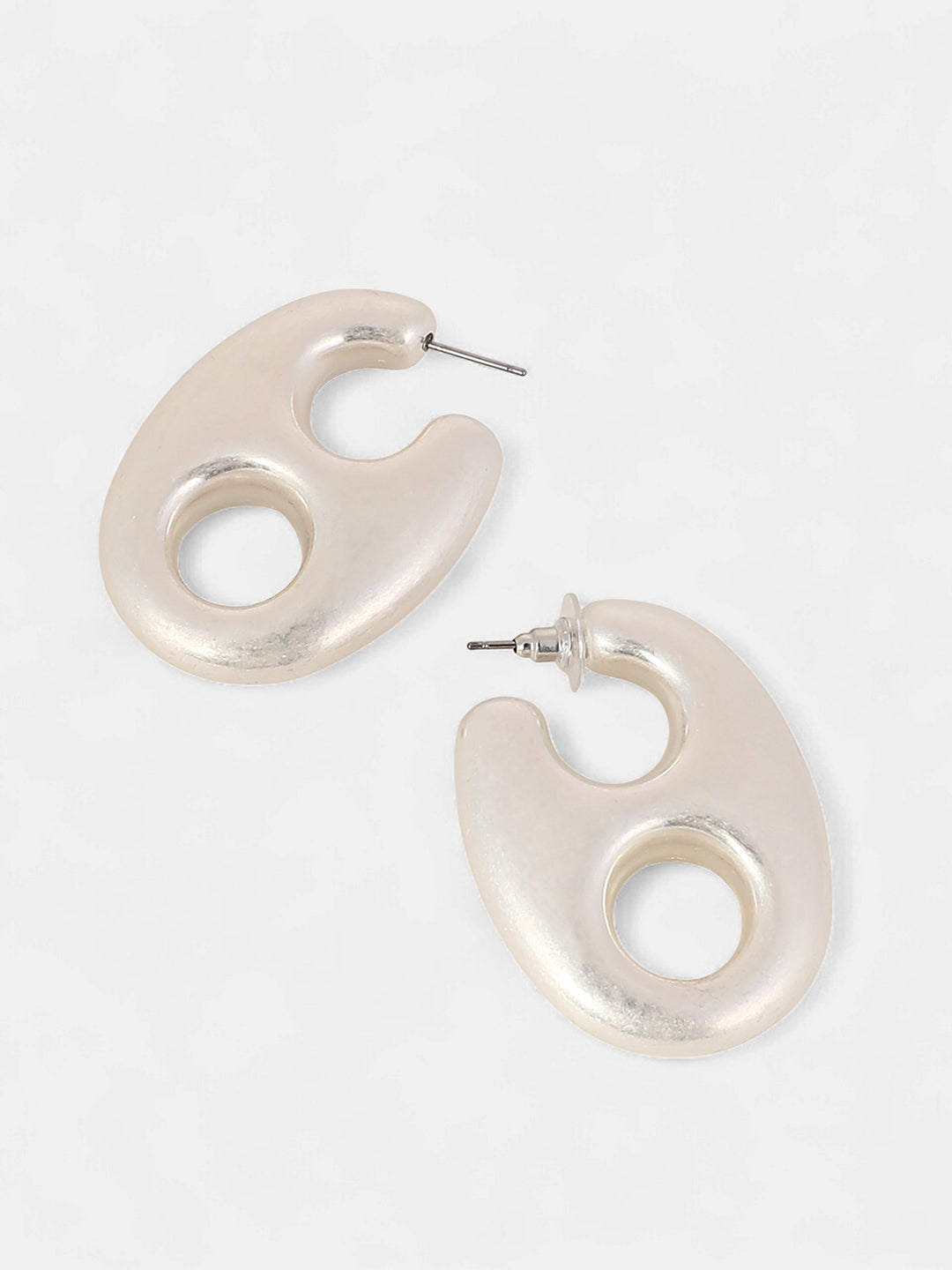 The Large Bolt Hoop Earrings - Metallic Silver