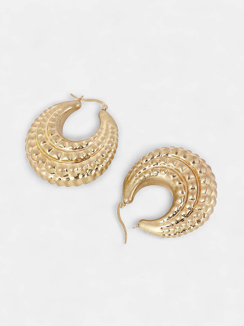 The Chunky-Dotted Hoop Earrings - California Gold