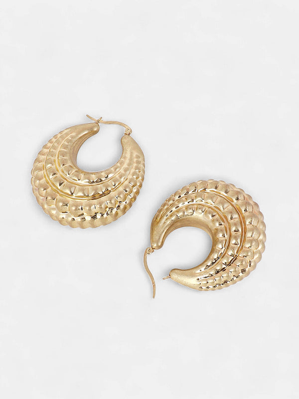 The Chunky-Dotted Hoop Earrings - California Gold