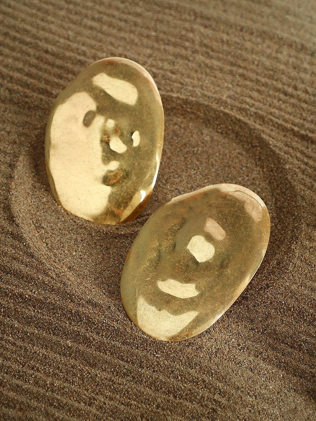 The Dented-Plate Drop Earrings - California Gold