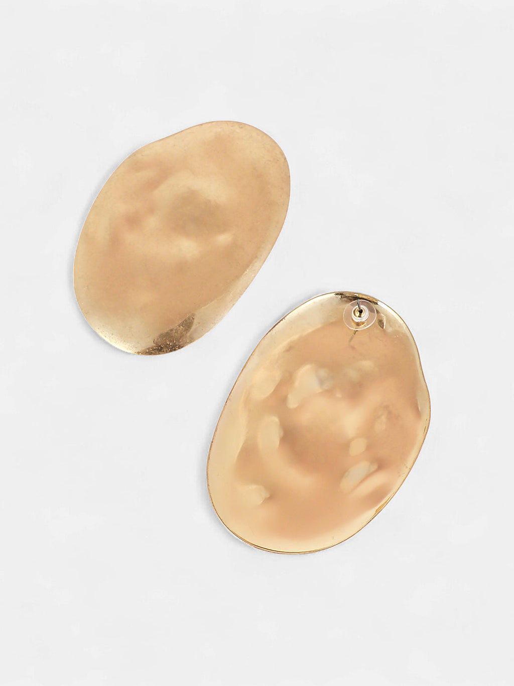 The Dented-Plate Drop Earrings - California Gold