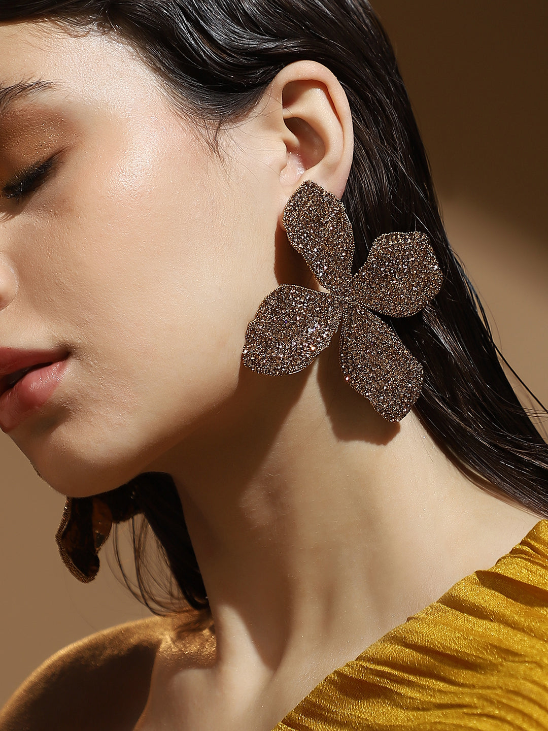 The Bling-Petalia Statement Earrings - Antique Gold