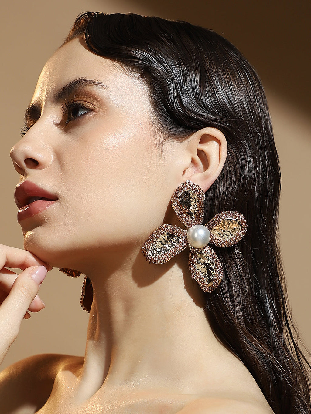 The All-Over-Petalia Statement Earrings - Antique Gold