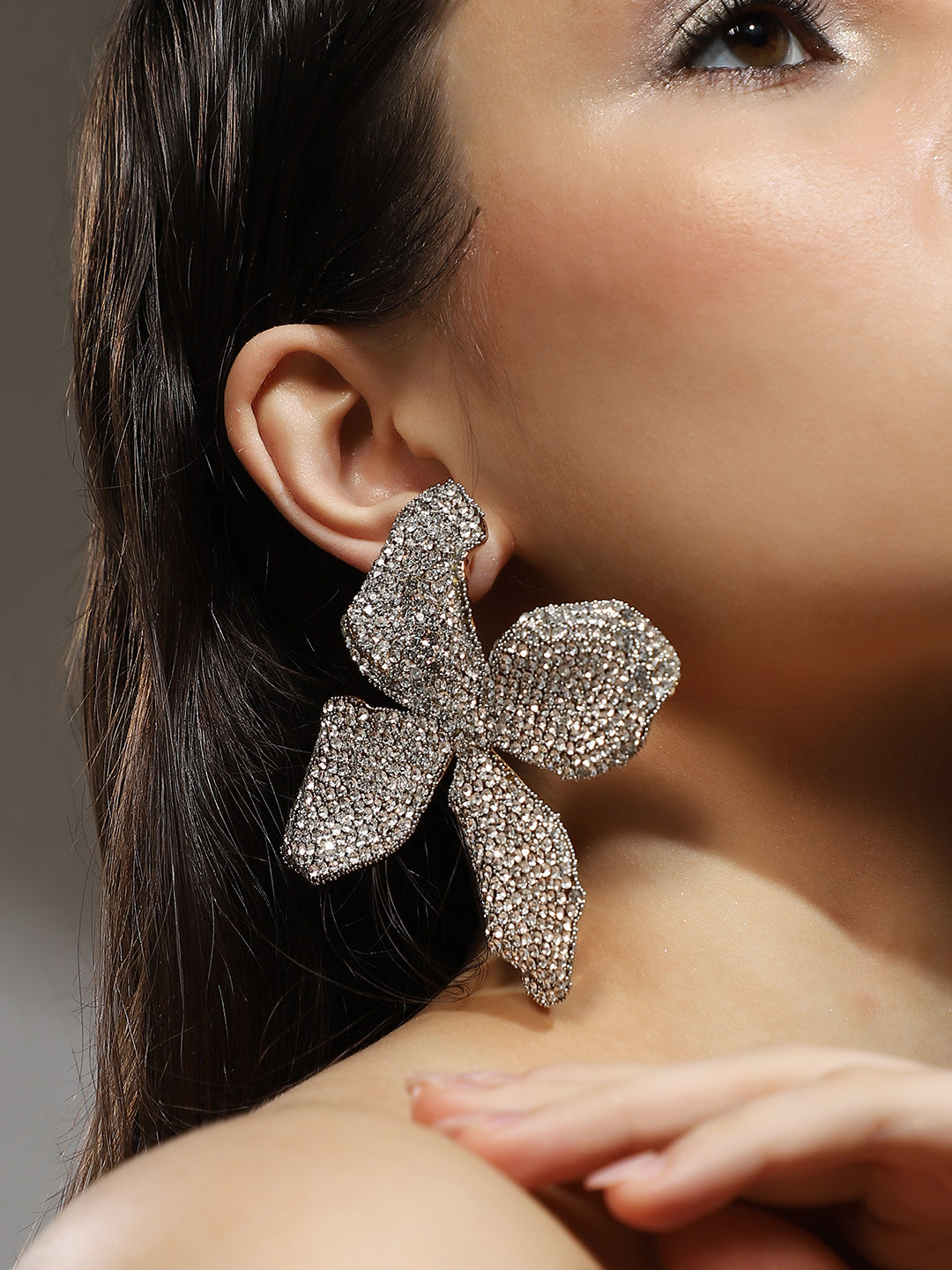 The Bling-Petalia Statement Earrings - Crystal Silver