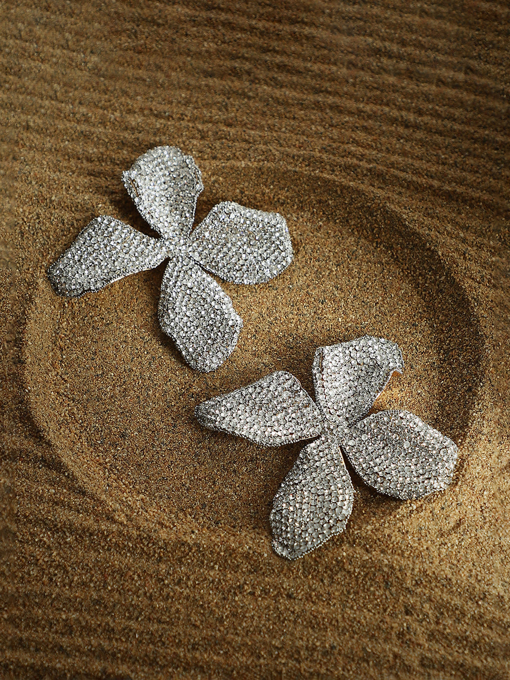 The Bling-Petalia Statement Earrings - Crystal Silver