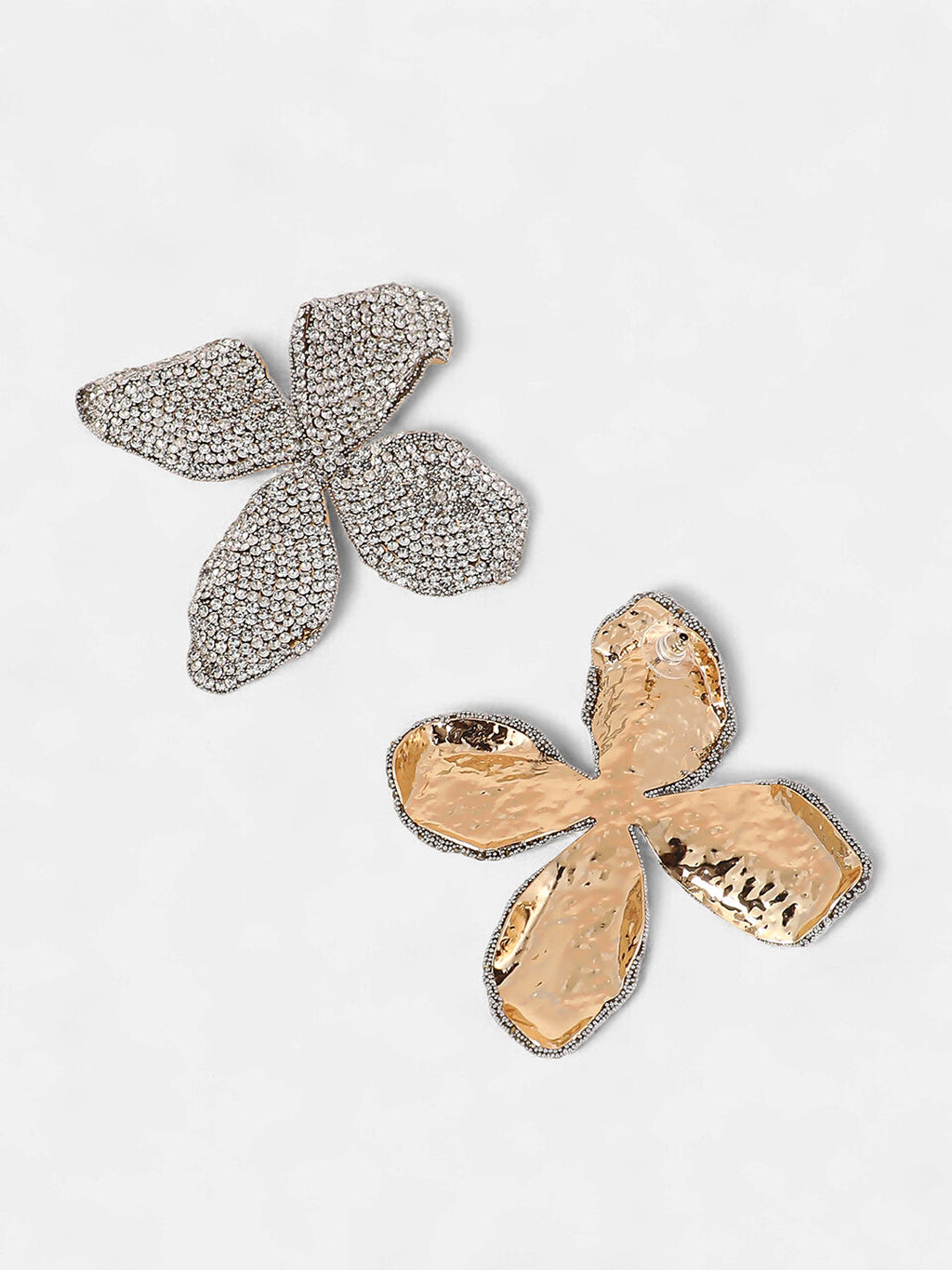 The Bling-Petalia Statement Earrings - Crystal Silver