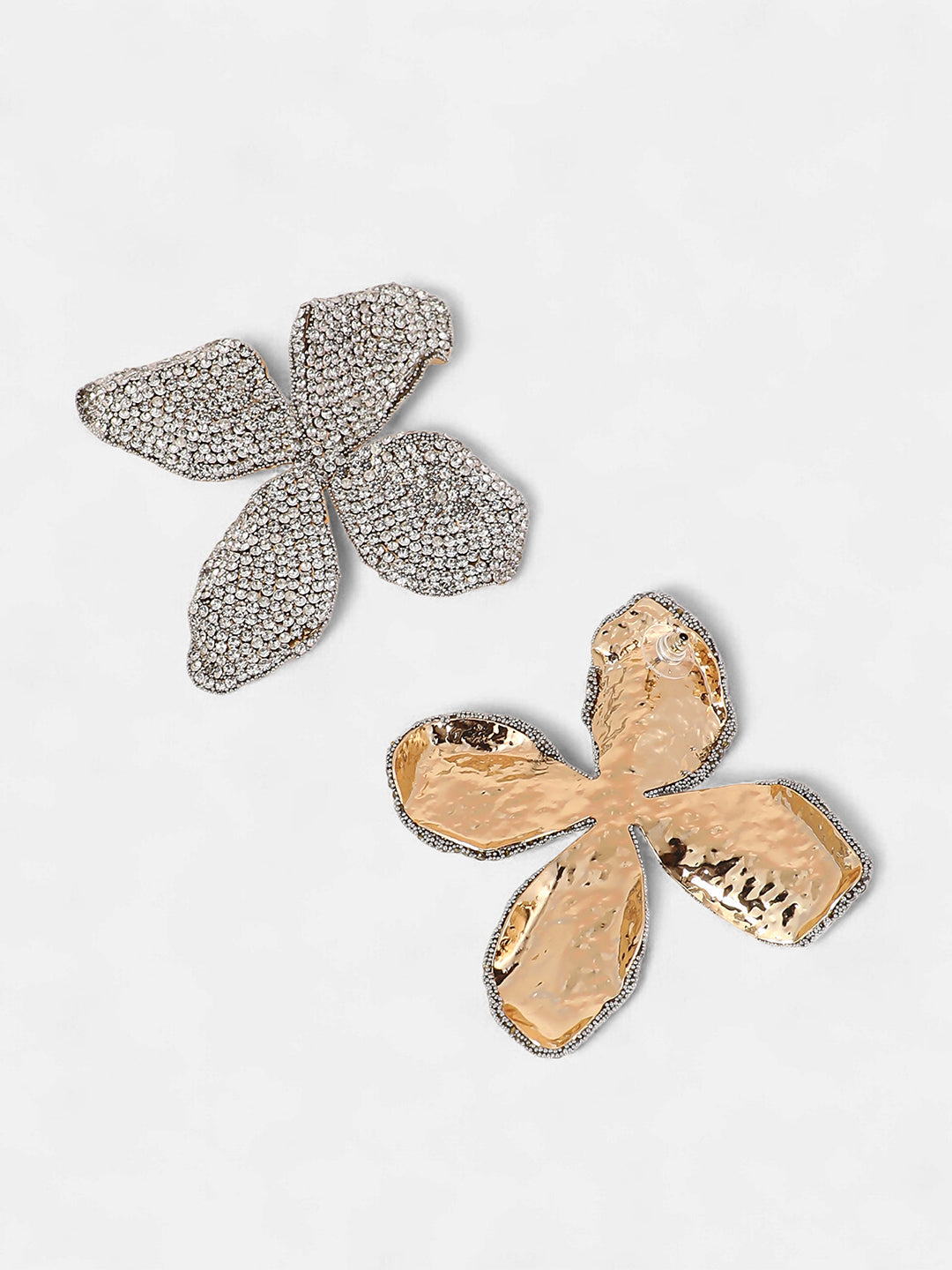 The Bling-Petalia Statement Earrings - Crystal Silver