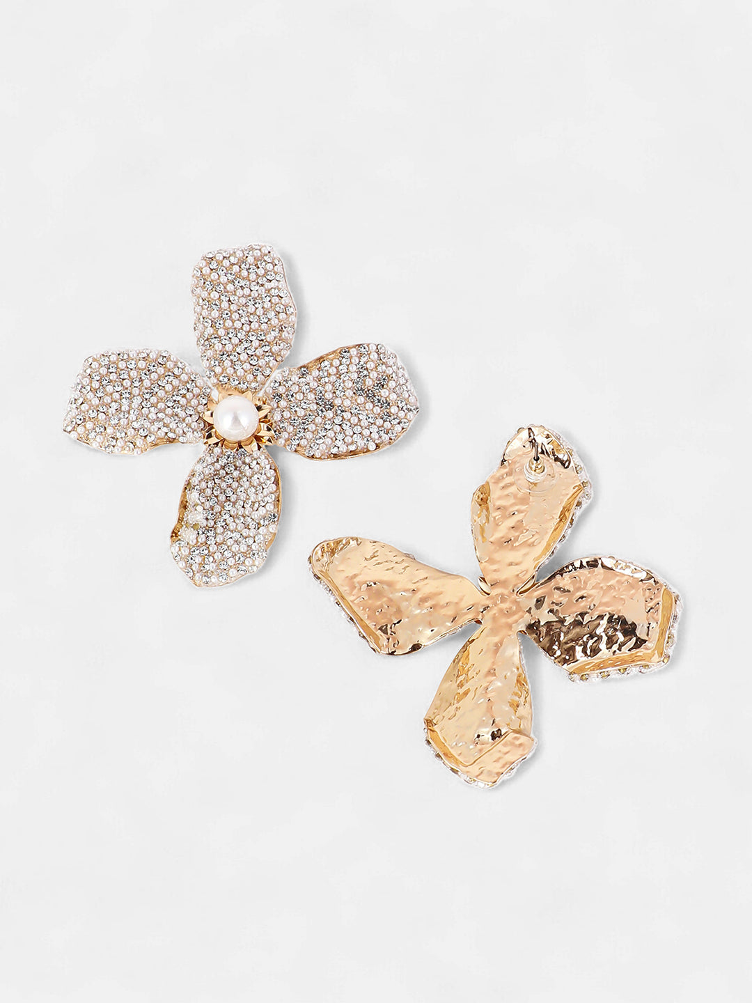 The Crystal-Petalia Statement Earrings - Crystal Silver