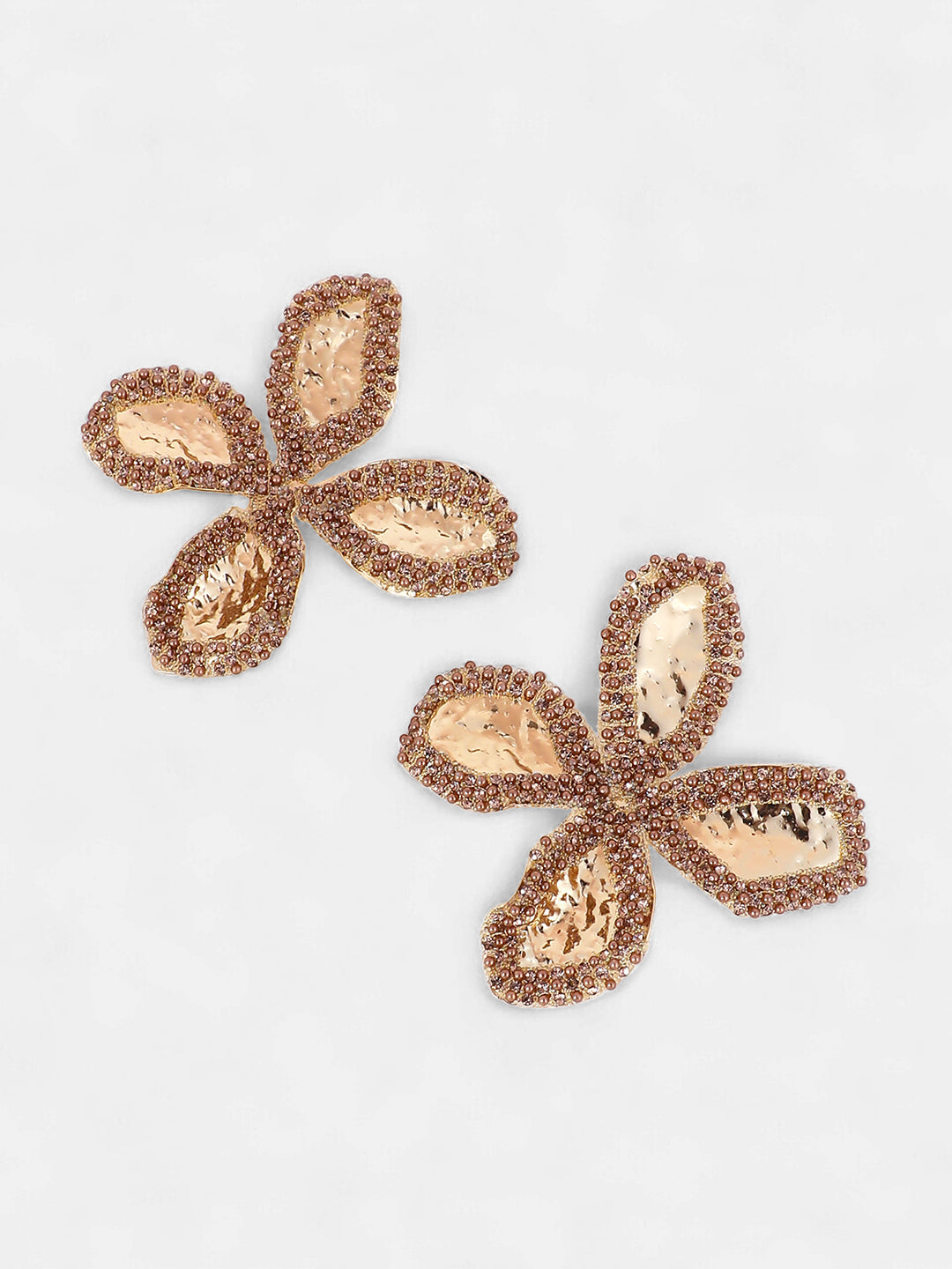 The Oulined-Petalia Statement Earrings - Antique Gold