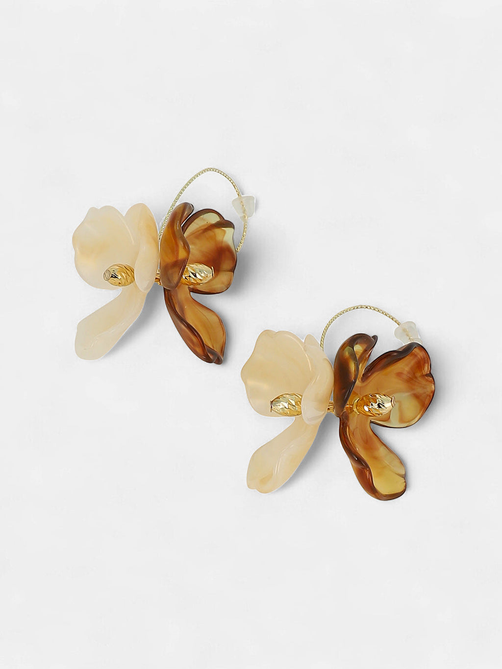 The Iris Drop Earrings - Coffee Brown & California Gold